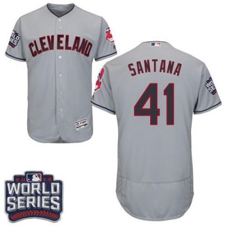 indians #41 Carlos Santana Grey Flexbase Authentic Collection 2016 World Series Bound Stitched MLB Jersey