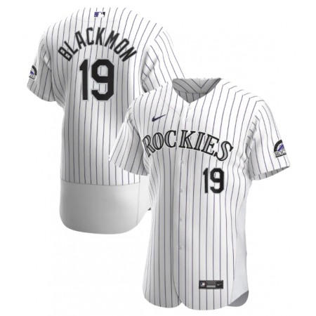 Men's Colorado Rockies #19 Charlie Blackmon White Flex Base Stitched Jersey