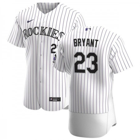 Men's Colorado Rockies #23 Kris Bryant White Flex Base Stitched Jersey