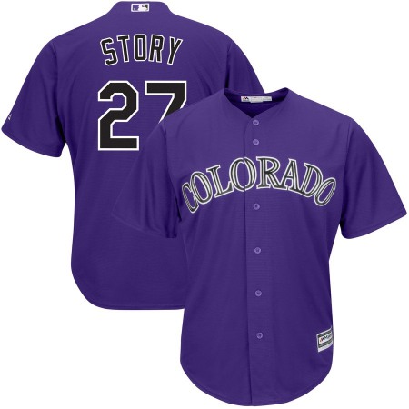 Men's Colorado Rockies #27 Trevor Story Purple Cool Base Stitched MLB Jersey