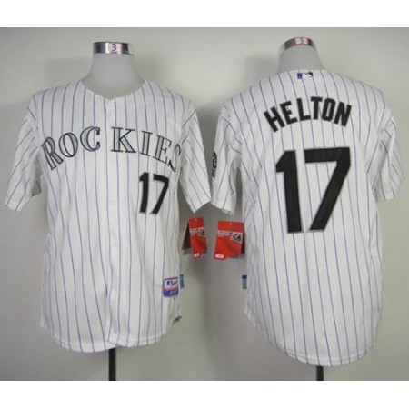 Rockies #17 Todd Helton White Strip Cool Base Stitched MLB Jersey