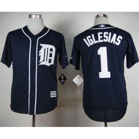 Tigers #1 Jose iglesias Navy Blue Cool Base Stitched MLB Jersey