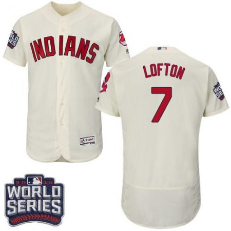 indians #7 Kenny Lofton Cream Flexbase Authentic Collection 2016 World Series Bound Stitched MLB Jersey