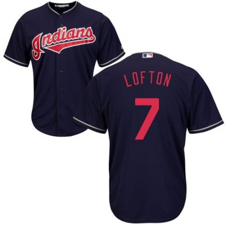 indians #7 Kenny Lofton Navy Blue New Cool Base Stitched MLB Jersey