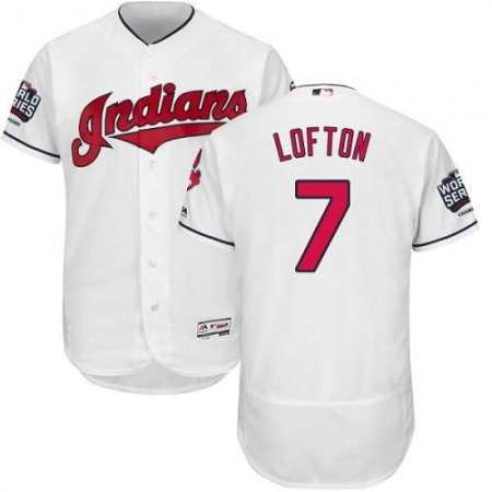 indians #7 Kenny Lofton White Flexbase Authentic Collection 2016 World Series Bound Stitched MLB Jersey