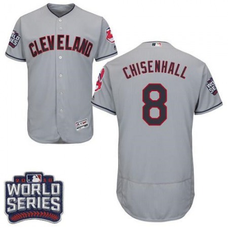 indians #8 Lonnie Chisenhall Grey Flexbase Authentic Collection 2016 World Series Bound Stitched MLB Jersey