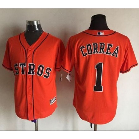 Astros #1 Carlos Correa Orange New Cool Base Stitched MLB Jersey