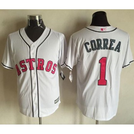 Astros #1 Carlos Correa White New Cool Base 2016 Mother's Day Stitched MLB Jersey