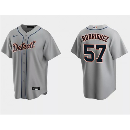 Men's Detroit Tigers #57 Eduardo Rodriguez Grey Cool Base Stitched Jersey