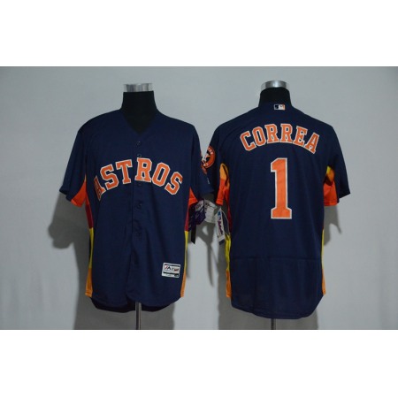 Men's Houston Astros #1 Carlos Correa Majestic Alternate Navy Flex Base Authentic Collection Stitched MLB Jersey