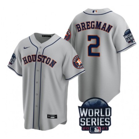 Men's Houston Astros #2 Alex Bregman 2021 Gray World Series Cool Base Stitched Baseball Jersey