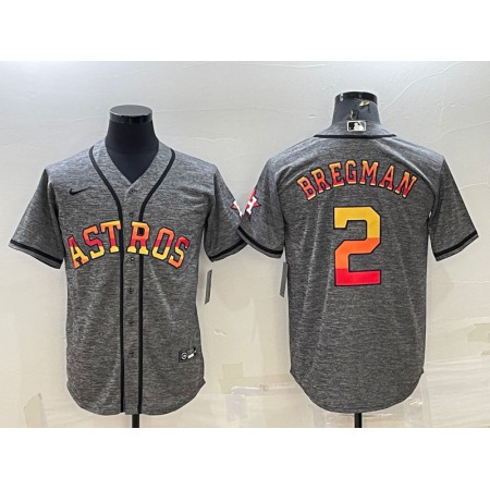 Men's Houston Astros #2 Alex Bregman Grey Cool Base Stitched Baseball Jersey