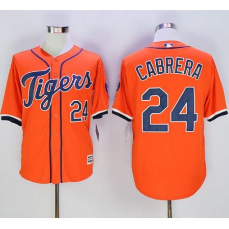 Tigers #24 Miguel Cabrera Orange New Cool Base Stitched MLB Jersey