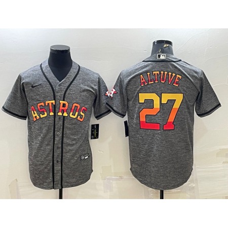 Men's Houston Astros #27 Jose Altuve Grey Cool Base Stitched Baseball Jersey