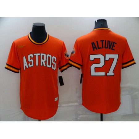 Men's Houston Astros #27 Jose Altuve Orange Cool Base Stitched Jersey