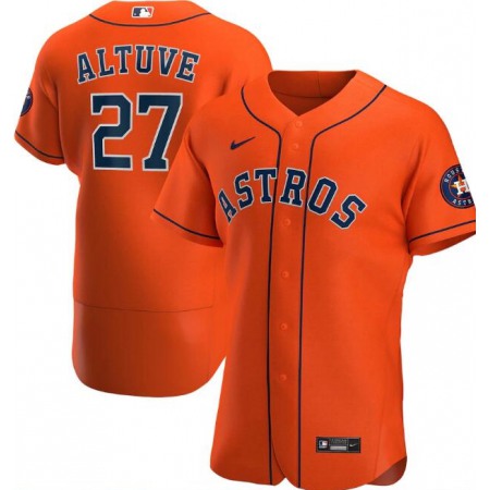 Men's Houston Astros #27 Jose Altuve Orange Flex Base Stitched Jersey