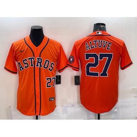 Men's Houston Astros #27 Jose Altuve Orange With Patch Cool Base Stitched Jersey