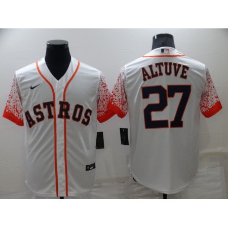 Men's Houston Astros #27 Jose Altuve White Cool Base Stitched Baseball Jersey