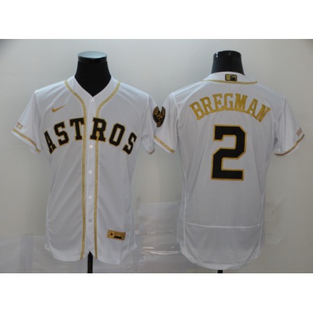 Men's Houston Astros #2 Alex Bregman 2020 White Golden Flex Base Stitched MLB Jersey