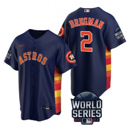 Men's Houston Astros #2 Alex Bregman 2021 Navy World Series Cool Base Stitched Baseball Jersey