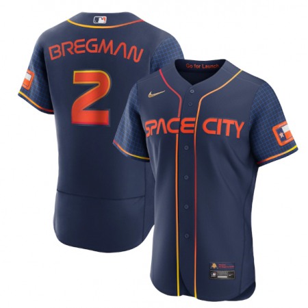 Men's Houston Astros #2 Alex Bregman 2022 Navy City Connect Flex Base Stitched Baseball Jersey