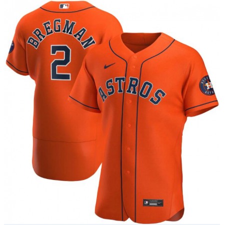 Men's Houston Astros #2 Alex Bregman Orange Flex Base Stitched Jersey