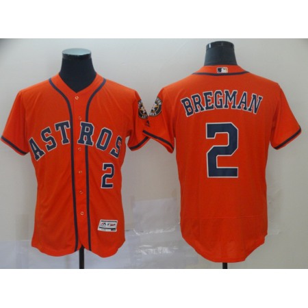 Men's Houston Astros #2 Alex Bregman Orange Flex Base Stitched MLB Jersey