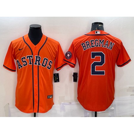 Men's Houston Astros #2 Alex Bregman Orange With Patch Cool Base Stitched Jersey