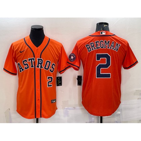 Men's Houston Astros #2 Alex Bregman Orange With Patch Cool Base Stitched Jersey