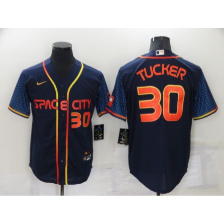 Men's Houston Astros #30 Kyle Tucker 2022 Navy City Connect Cool Base Stitched Jersey