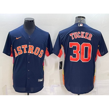 Men's Houston Astros #30 Kyle Tucker Navy Cool Base Stitched Jersey