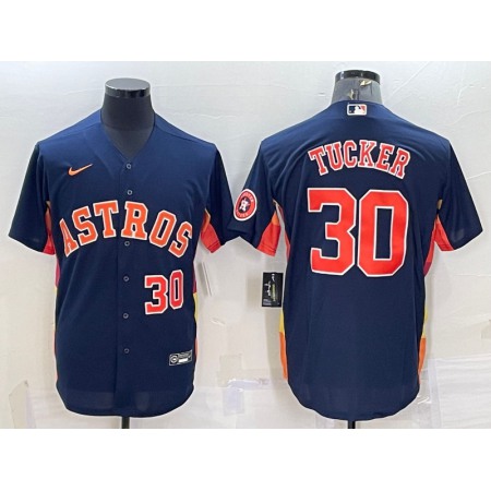 Men's Houston Astros #30 Kyle Tucker Navy With Patch Cool Base Stitched Jersey