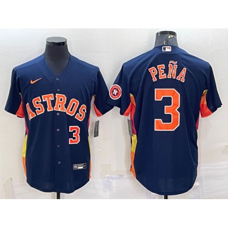 Men's Houston Astros #3 Jeremy Pena Navy With Patch Cool Base Stitched Jersey