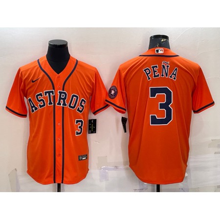 Men's Houston Astros #3 Jeremy Pena Orange With Patch Cool Base Stitched Jersey