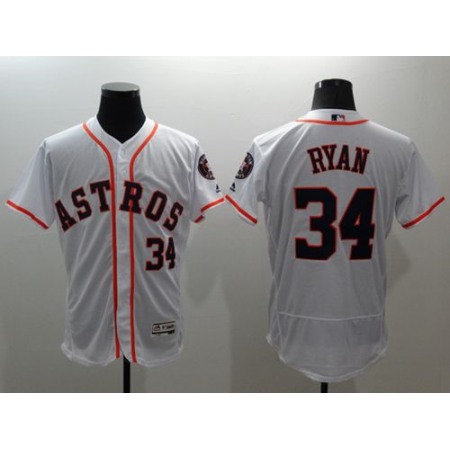 Astros #34 Nolan Ryan White Flexbase Authentic Collection Stitched MLB Jersey