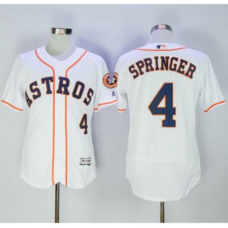 Astros #4 George Springer White Flexbase Authentic Collection Stitched MLB Jersey