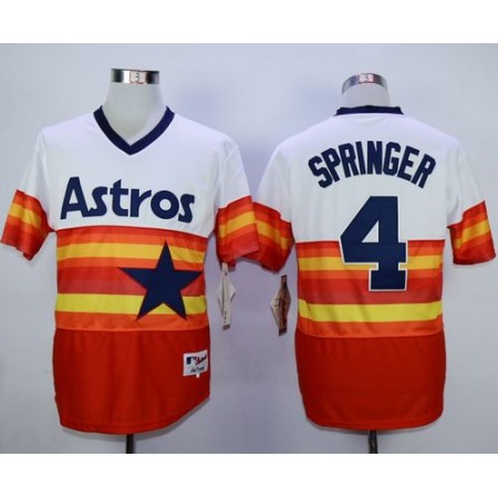 Astros #4 George Springer White/Orange 1980 Turn Back The Clock Stitched MLB Jersey