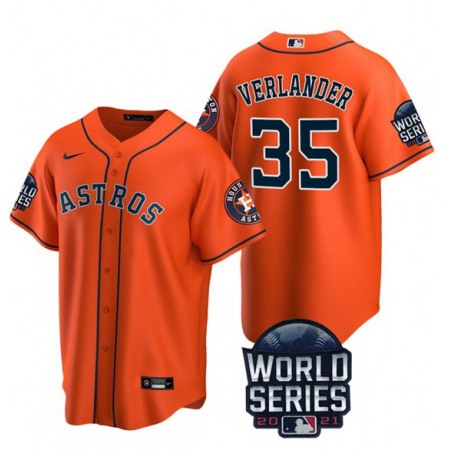 Men's Houston Astros #35 Justin Verlander 2021 Orange World Series Cool Base Stitched Baseball Jersey