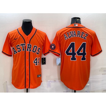 Men's Houston Astros #44 Yordan Alvarez Orange With Patch Cool Base Stitched Jersey