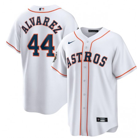 Men's Houston Astros #44 Yordan Alvarez White 2022 World Series Home Stitched Baseball Jersey