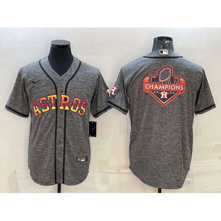 Men's Houston Astros Grey 2022 World Series Champions Team Big Logo Cool Base Stitched Baseball Jersey