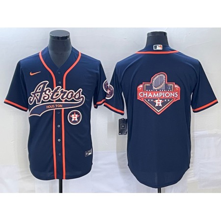 Men's Houston Astros Navy Team Big Logo With Patch Cool Base Stitched Baseball Jersey