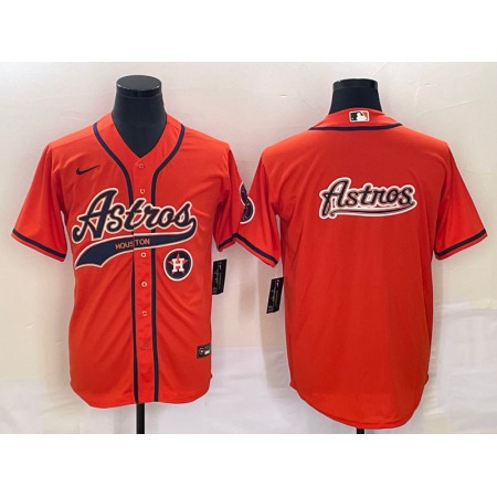 Men's Houston Astros Orange Team Big Logo With Patch Cool Base Stitched Baseball Jersey