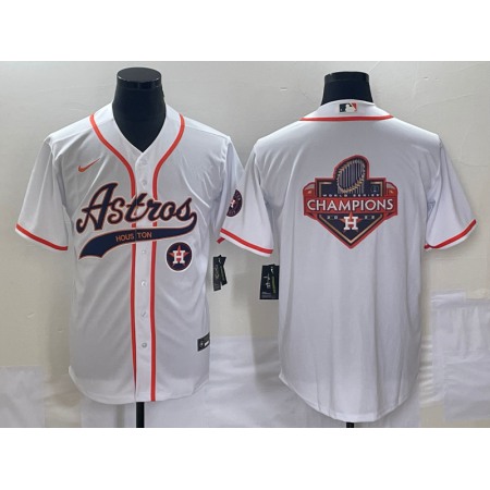 Men's Houston Astros White Team Big Logo With Patch Cool Base Stitched Baseball Jersey