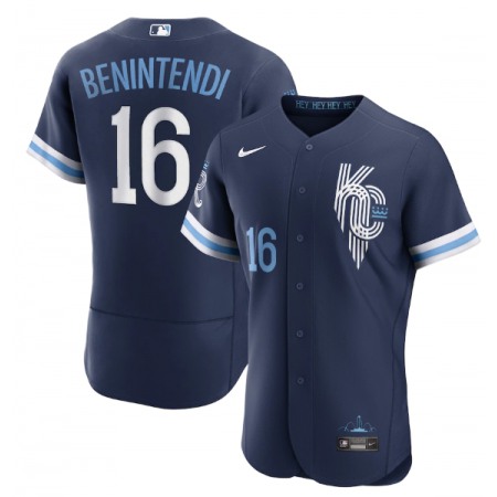 Men's Kansas City Royals #16 Andrew Benintendi 2022 Navy City Connect Flex Base Stitched MLB Jersey