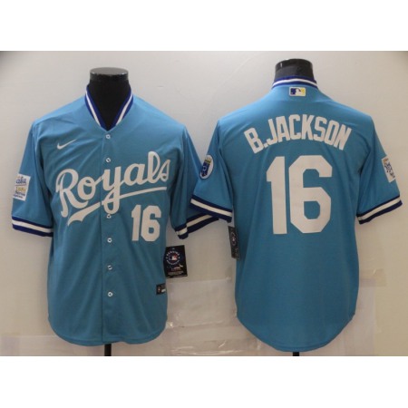 Men's Kansas City Royals #16 Bo Jackson Light Blue Cool Base Stitched Jersey