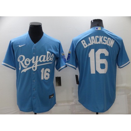 Men's Kansas City Royals #16 Bo Jackson Light Blue Cool Base Stitched Jersey