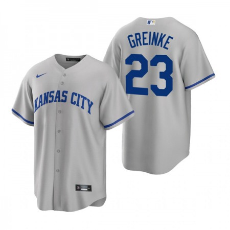 Men's Kansas City Royals #23 Zack Greinke Grey Cool Base Stitched Jersey