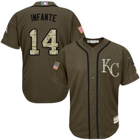 Royals #14 Omar infante Green Salute to Service Stitched MLB Jersey