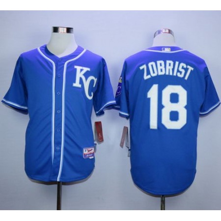 Royals #18 Ben Zobrist Blue Alternate 2 Cool Base Stitched MLB Jersey